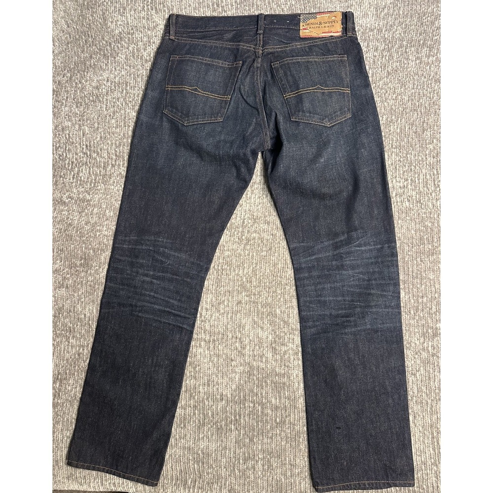 Ralph Lauren Denim Supply Jeans Mens 34x32 in Dark Blue Straight Leg Cotton